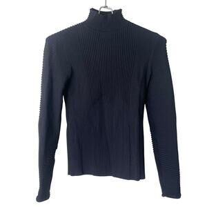 Adam Selman Sport Long Sleeve Ribbed Workout Shirt Mock Neck Size Small